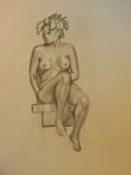 Nude Drawing: Charcoal & pastel on grey paper. 14