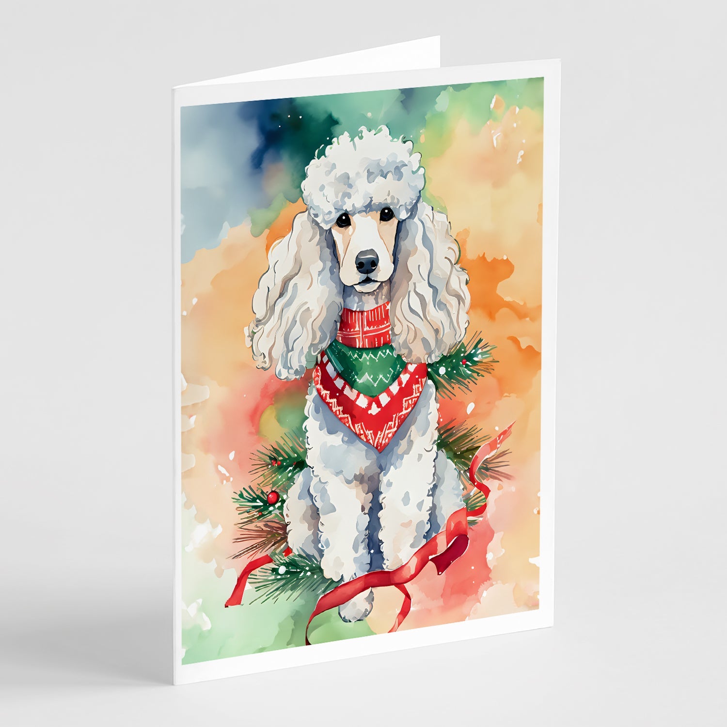 Poodle Christmas Greeting Cards Pack of 8