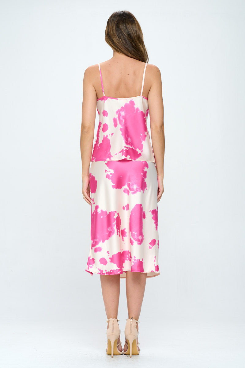 Cow Print Silky Satin Tank Top