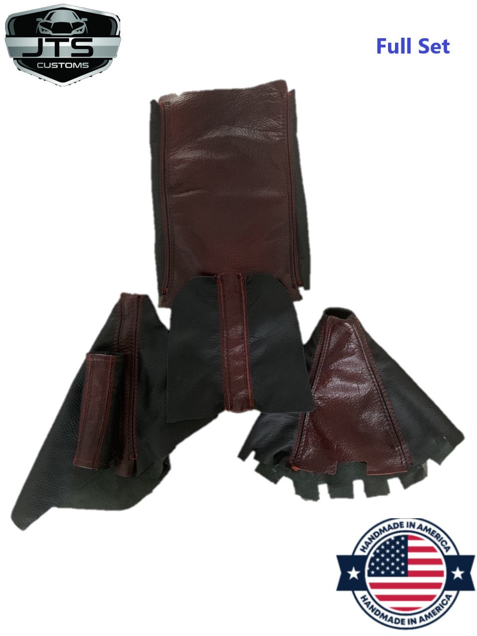 2008 - 2014 Subaru Impreza WRX STI Shift E-Brake Boot & Console Lid Cover Set in Black & Red 2-Tone ( Quad Stitch )